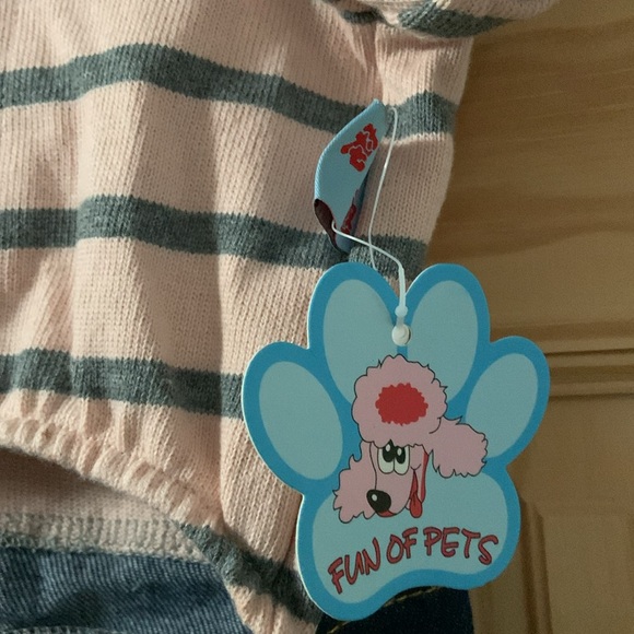 Denim/Pink Stripped Dog Onesie Outfit - Picture 6 of 9